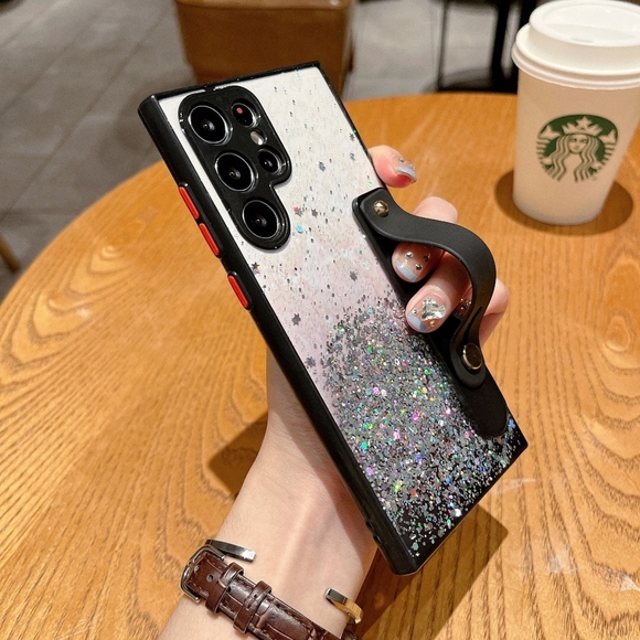 Galaxy S22 Case Galaxy S22 Plus Case Galaxy S22 Ultra Case Glitter Wrist Strap - Picture 2 of 5